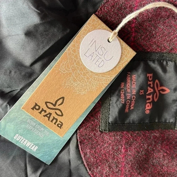 prAna Size XS Women's Wool Convertible Red Windowpane Caprise Jacket Coat New! - Picture 7 of 9